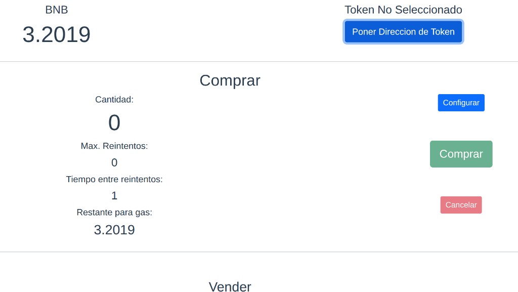 Crypto bot web UI – buy screen