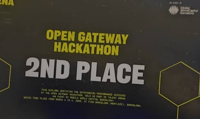 2nd place diploma — Open Gateway Hackathon, Talent Arena, Barcelona